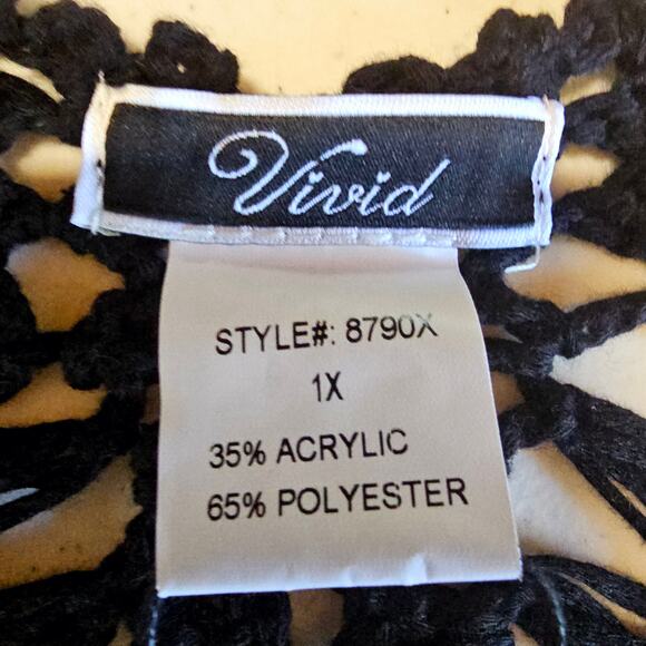 NEW Vivid Black Sleeveless Boho Fringe Tunic Cover Up Dress Top Size 1X 3376 - Picture 5 of 10